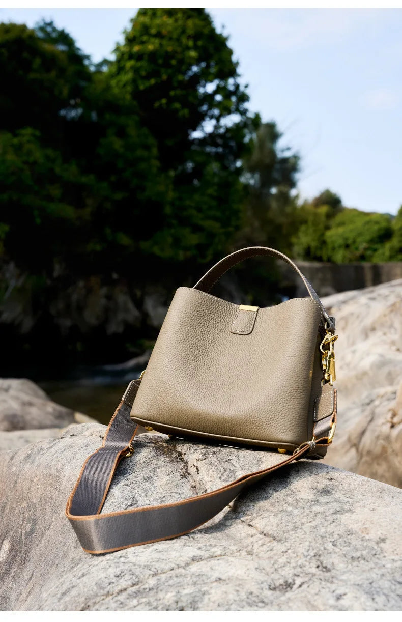 YANATARI Genuine Leather Woman Bag Shoulder Bag Handbags Crossbody Bag Luxury Designer Minimalism Bag Cattle Leather Grey