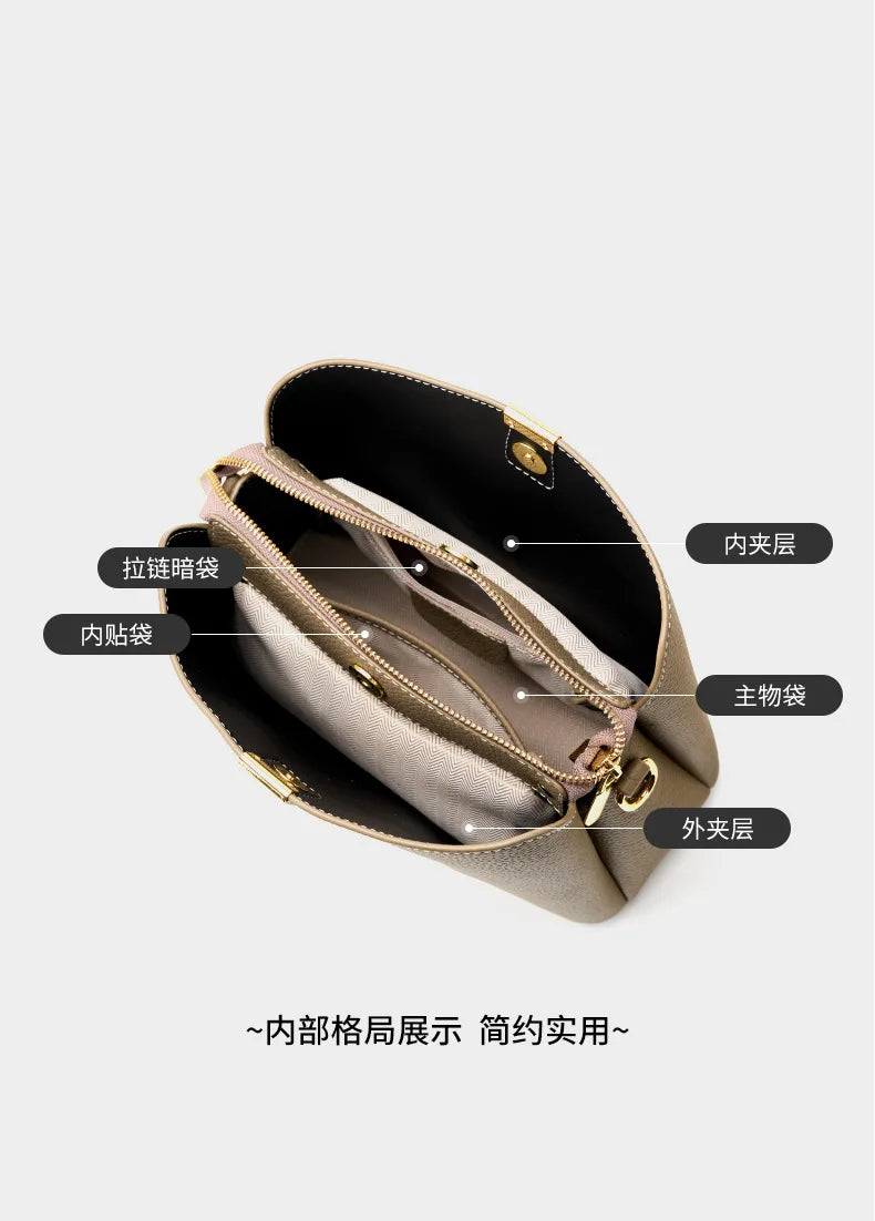 YANATARI Genuine Leather Woman Bag Shoulder Bag Handbags Crossbody Bag Luxury Designer Minimalism Bag Cattle Leather Grey