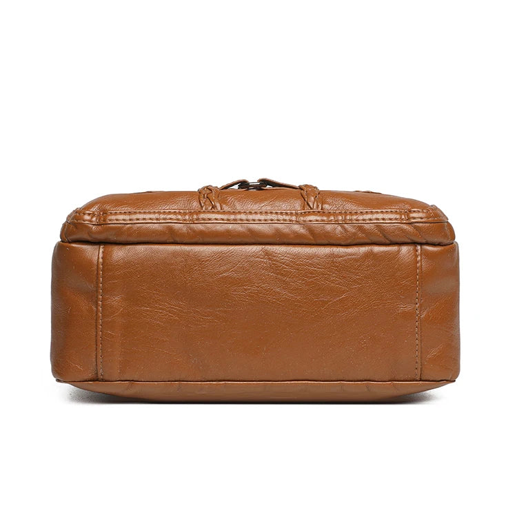 Retro Multi Pocket Crossbody Bag, Soft Synthetic Leather Shoulder Bag, Women's Bag, with Adjustable Shoulder Strap