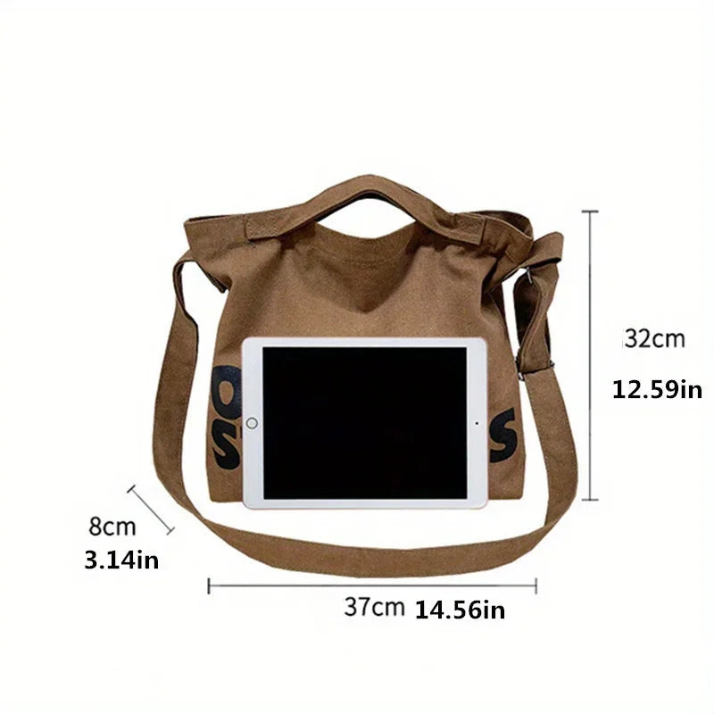 New Thickened Washed Canvas Bag, Korean Women Handbag Shoulder Bag, Large Capacity Women's Shopping Bags, Student School Bags