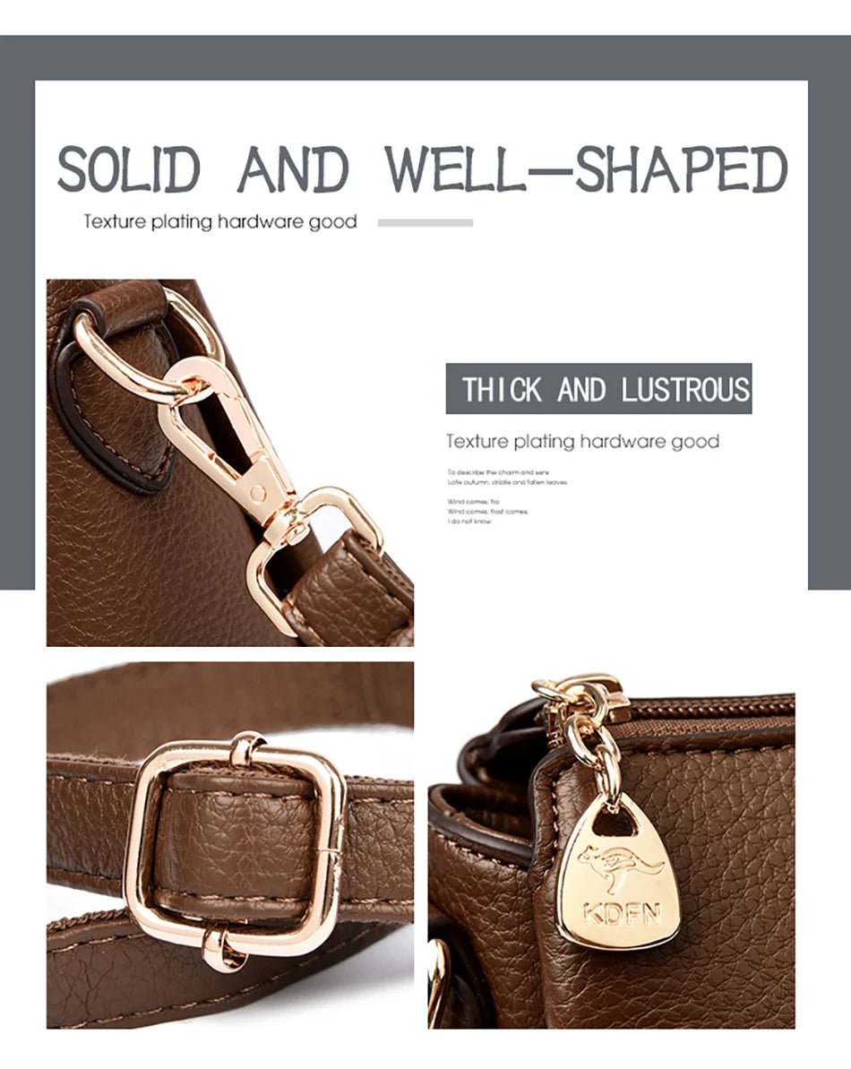 Three-Compartment Tassel Bucket Bag