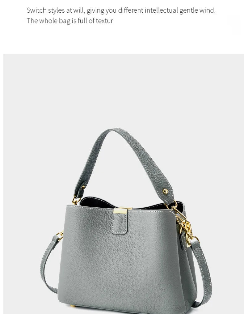 YANATARI Genuine Leather Woman Bag Shoulder Bag Handbags Crossbody Bag Luxury Designer Minimalism Bag Cattle Leather Grey