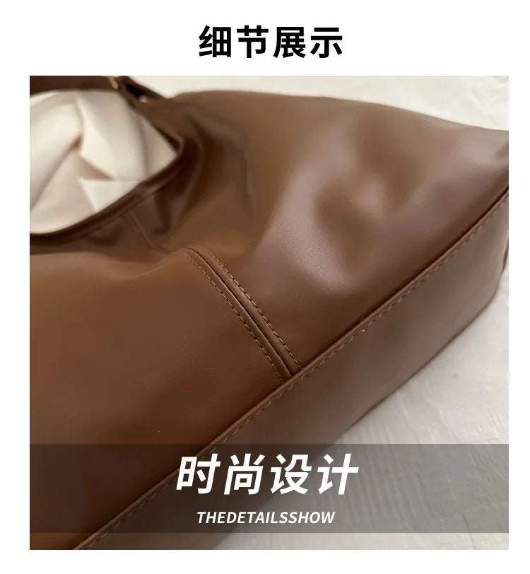 Large capacity commuting new winter popular 2025 solid color simple versatile fashion high sense texture casual single shoulder