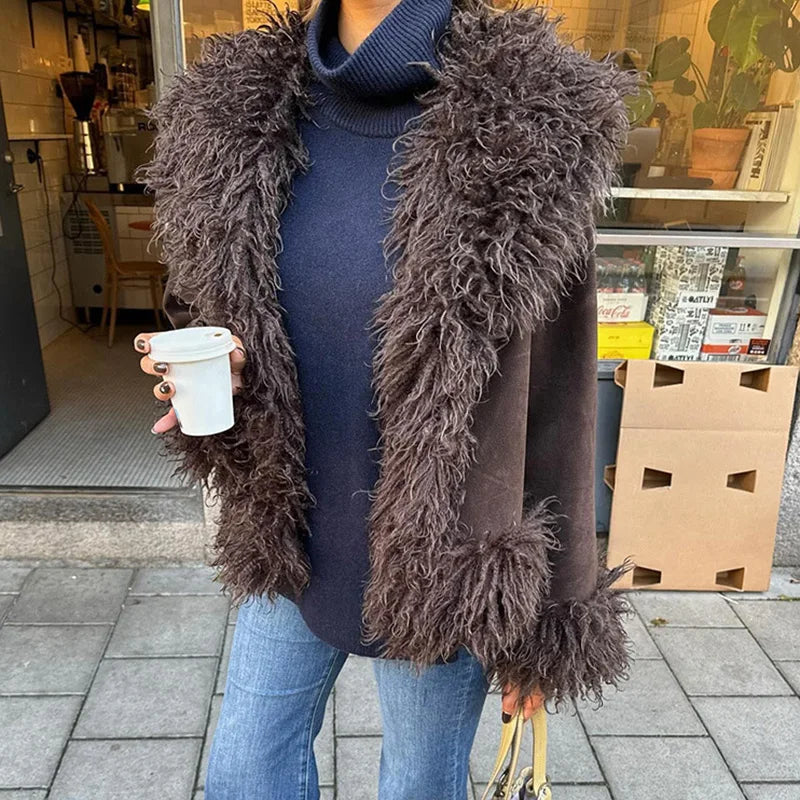 Faux-Fur Patchwork Long Coat