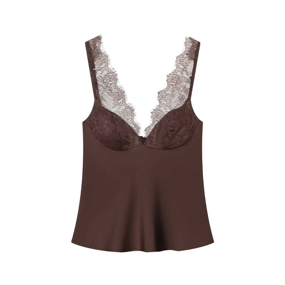 Satin Lace V-Neck Cami Top