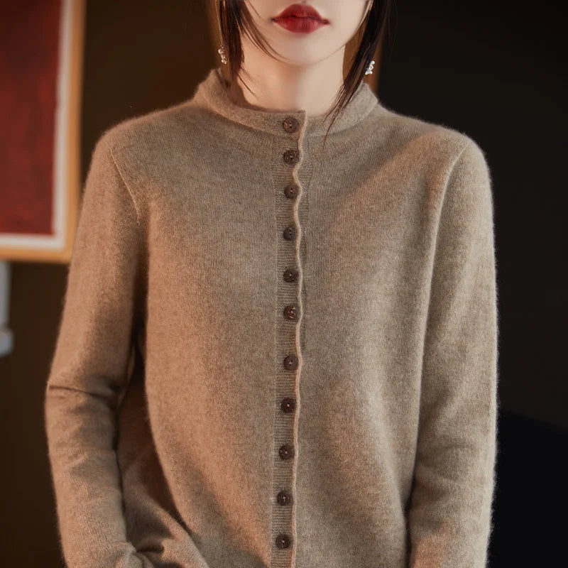 Wool Button-Up Knitted Cardigan
