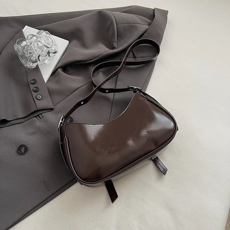 Ladies Shoulder Crossbody Bags PU Leather Women Underarm Bags Solid Color Small Top-handle Bags Purse Female Daily Handbags