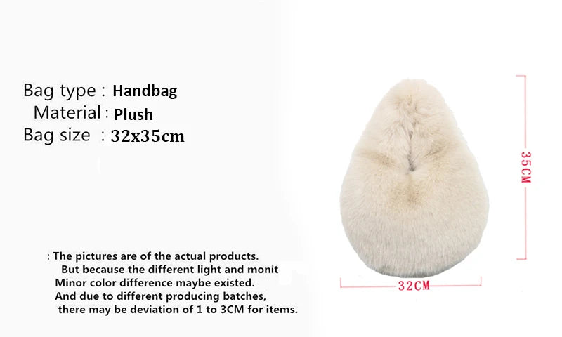 Women's Winter Casual Furry Shoulder Bag Soft Plush Solid Color Clutch Purse Lightweight Female Hobos Handbag