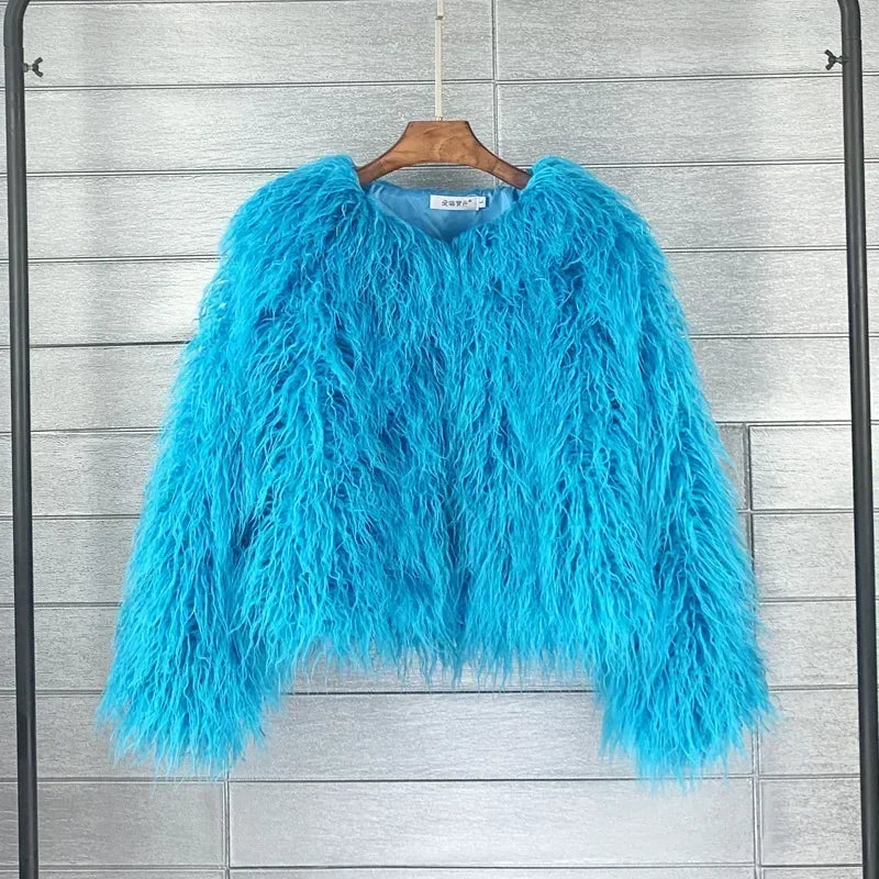 Button-Front Faux-Fur Jacket