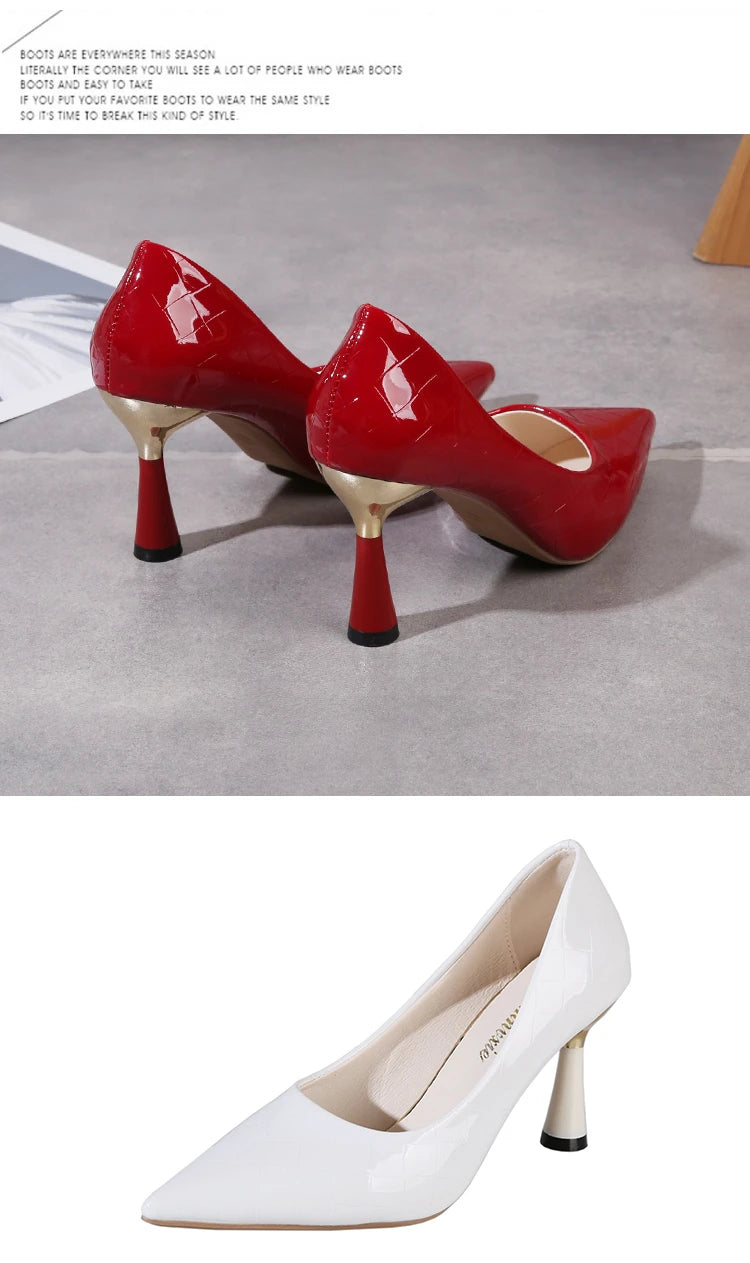 Plaid Classic Casual High Heels New Pattern Embossed Fashion Oversize Shoes In Autumn and Winter 2022 Pumps Women Shoes