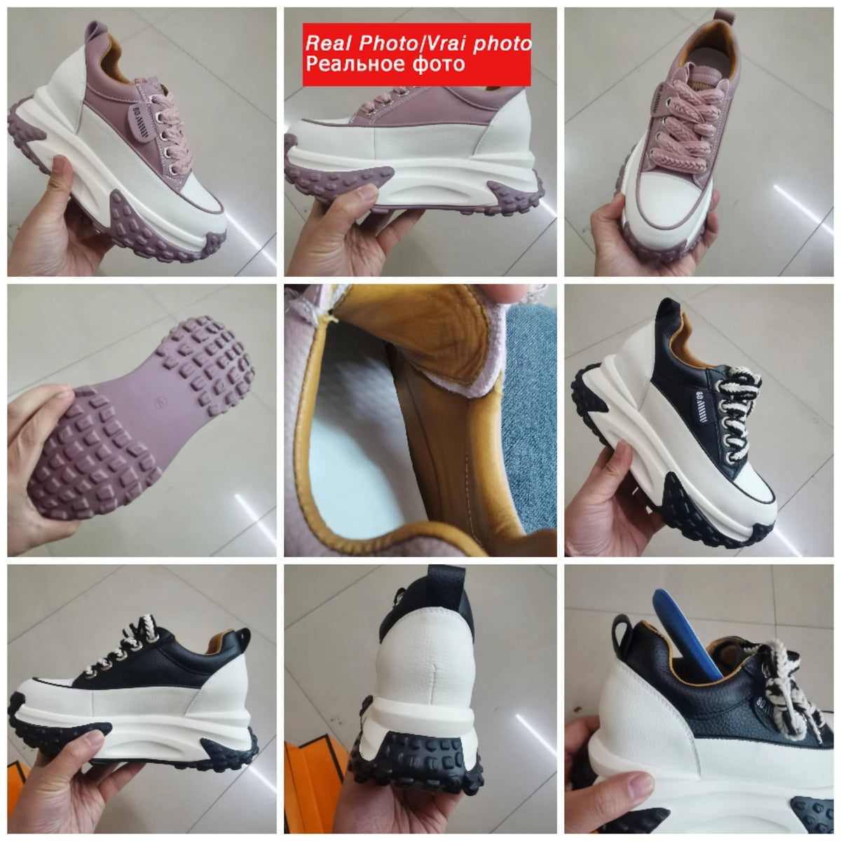 Fujin 3 inch 7cm Genuine Leather Platform Wedge Fashion Women fall winter Chunky Sneakers Heel Shoes Breathable Comfortable