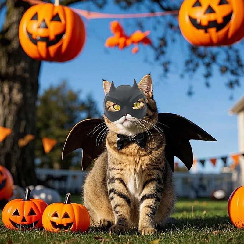 Funny Bat Cat Mask Pet Cosplay Costume for Halloween Masquerade Party Christmas New Year Easter Gift Cute Hero StyleAccessories