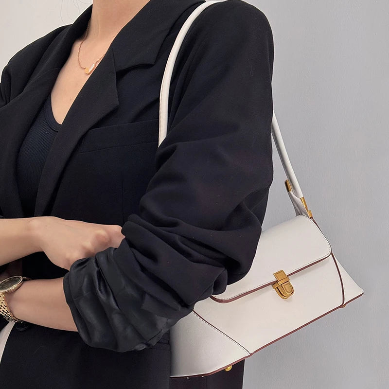 Fashion PU Leather Underarm Shoulder Bags For Women Trend Designer French Style Female Tote Ladies Flap Handbags