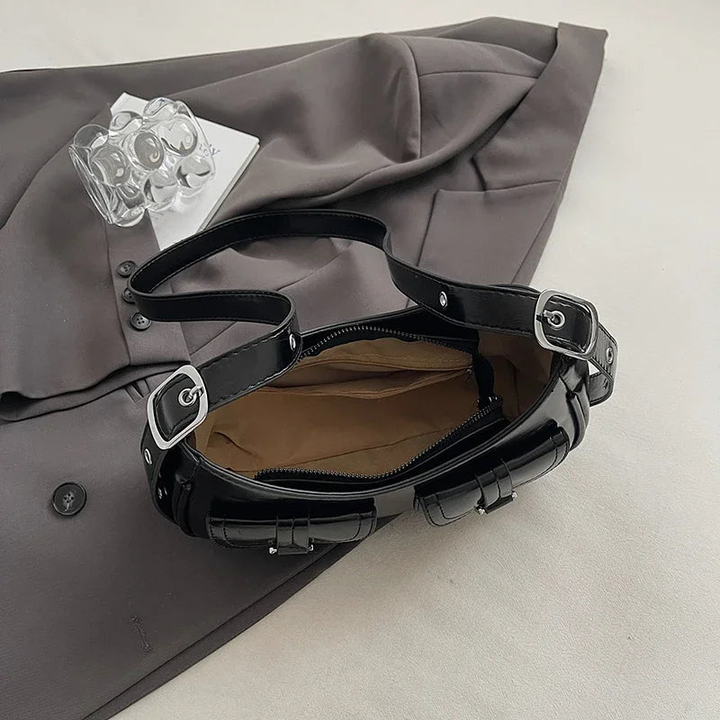 Ladies Shoulder Crossbody Bags PU Leather Women Underarm Bags Solid Color Small Top-handle Bags Purse Female Daily Handbags