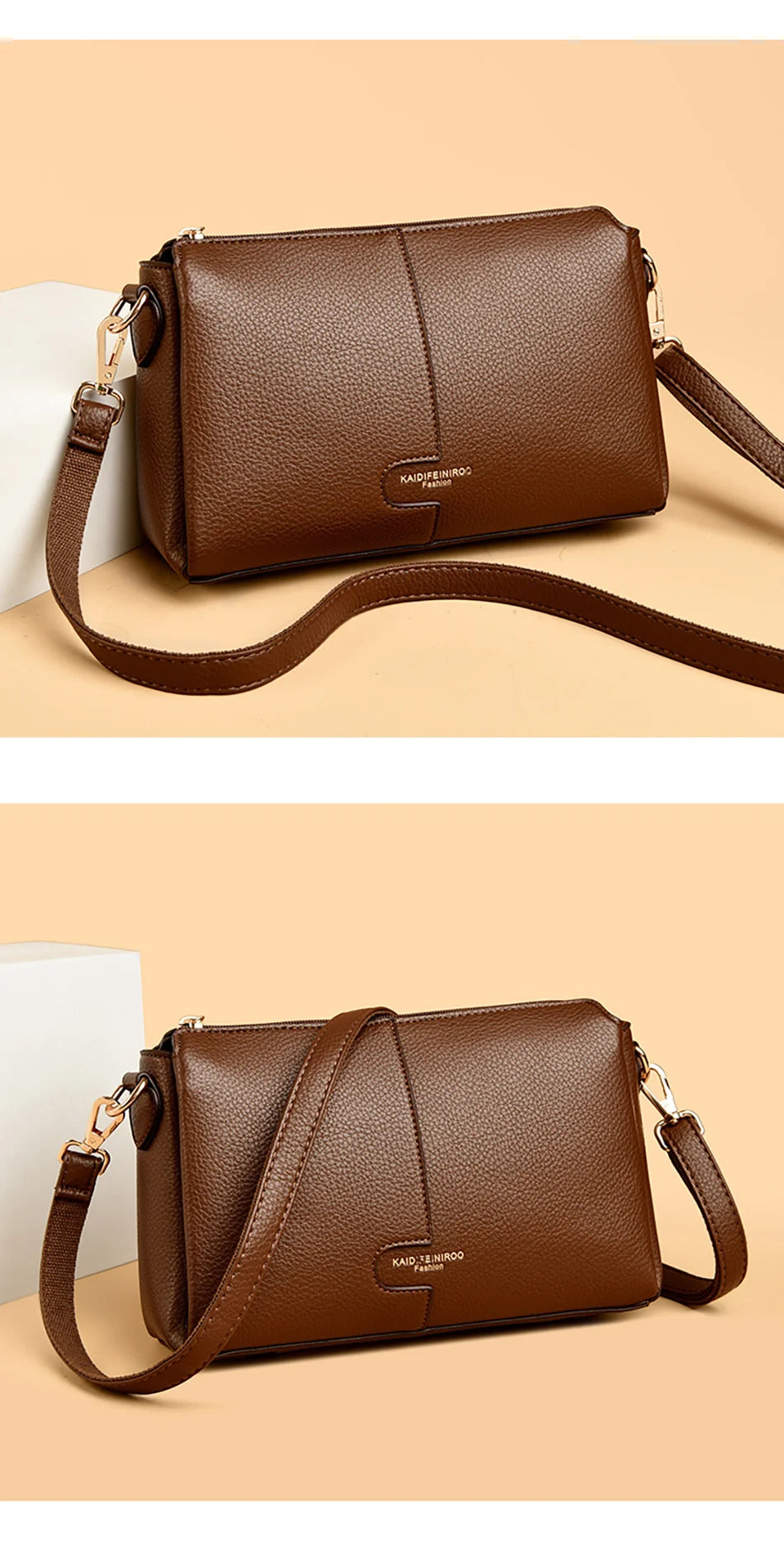 Three-Compartment Tassel Bucket Bag
