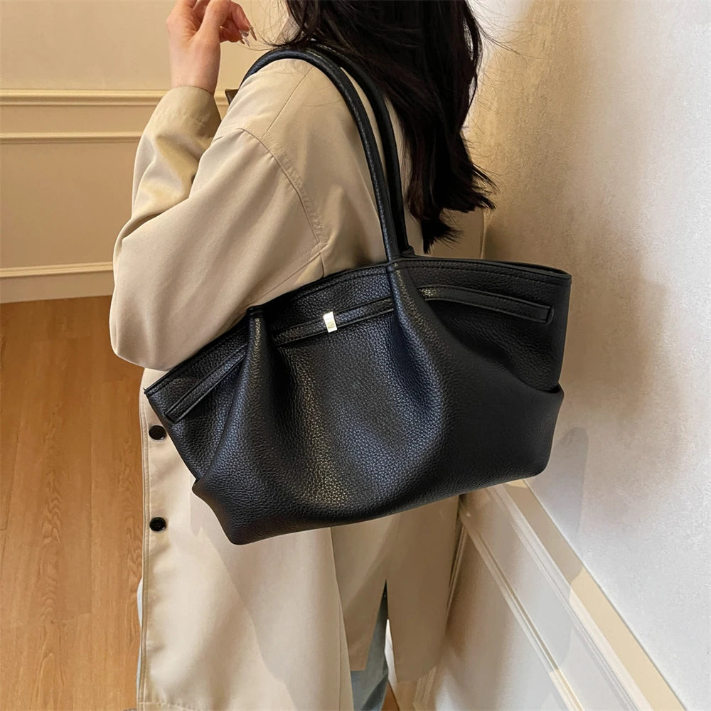 MOODS Lychee Pattern Underarm Shoulder Bags For Women Soft PU Leather Large Capacity Mini Tote Bag 2025 Luxury Designer Handbags