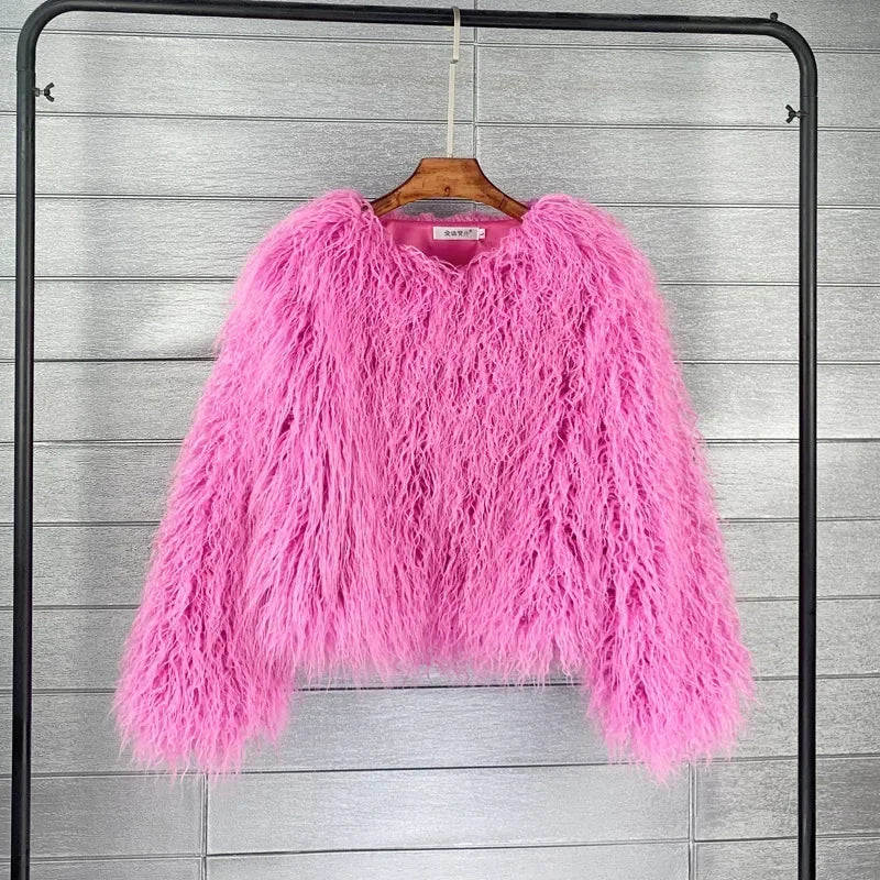 Button-Front Faux-Fur Jacket