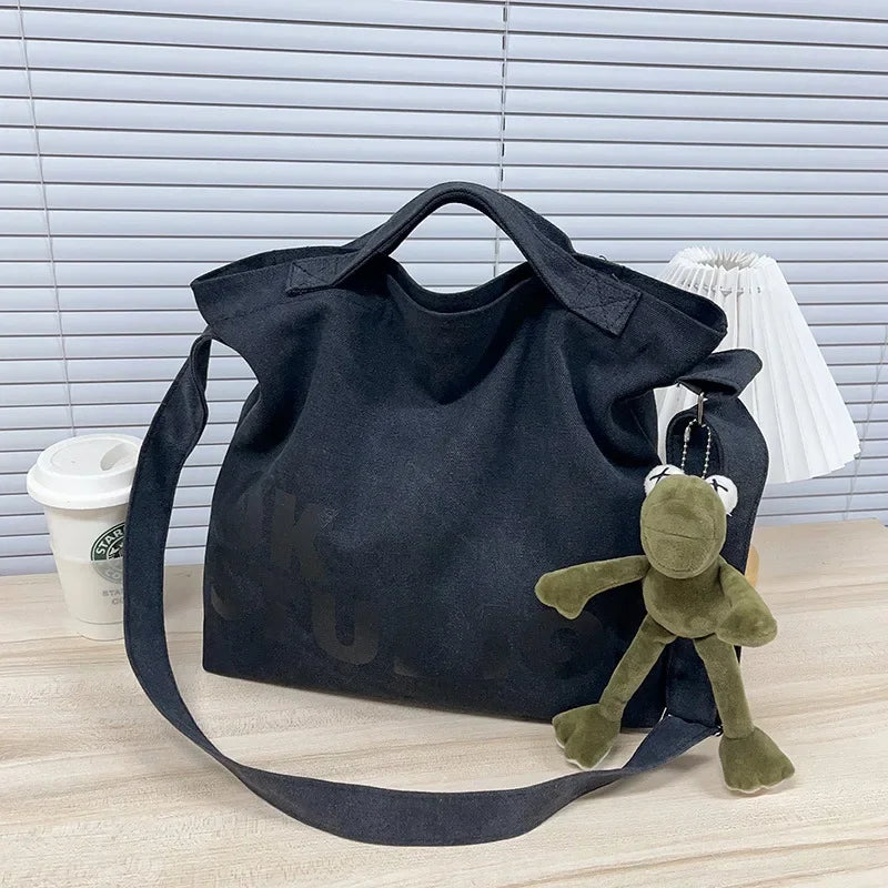 New Thickened Washed Canvas Bag, Korean Women Handbag Shoulder Bag, Large Capacity Women's Shopping Bags, Student School Bags