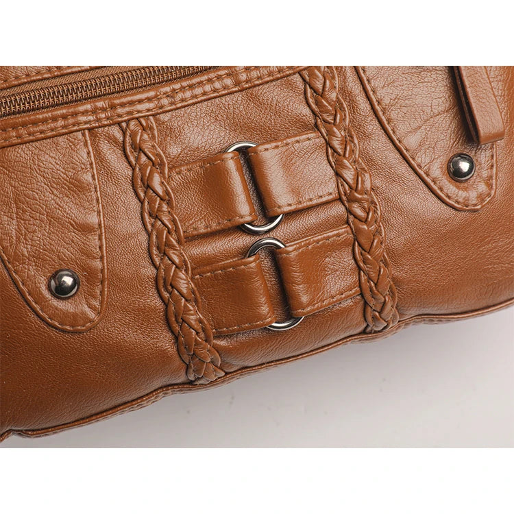 Retro Multi Pocket Crossbody Bag, Soft Synthetic Leather Shoulder Bag, Women's Bag, with Adjustable Shoulder Strap