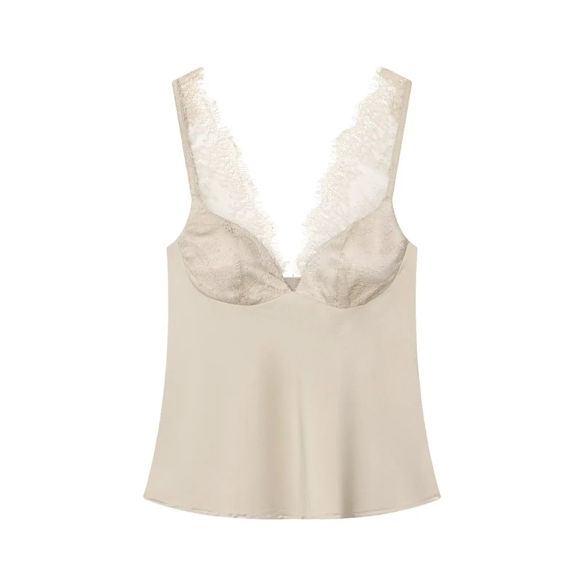 Satin Lace V-Neck Cami Top