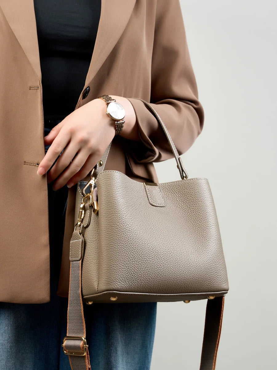 YANATARI Genuine Leather Woman Bag Shoulder Bag Handbags Crossbody Bag Luxury Designer Minimalism Bag Cattle Leather Grey