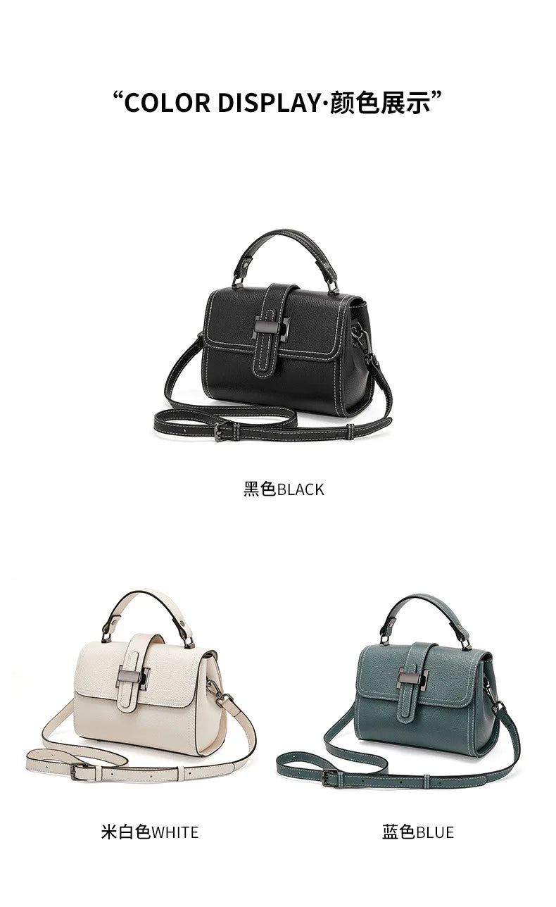 Casual Women Bags Genuine Leather Messenger Bag Cow Leather All-match Single Shoulder Hand-held Square Handbag High Quality