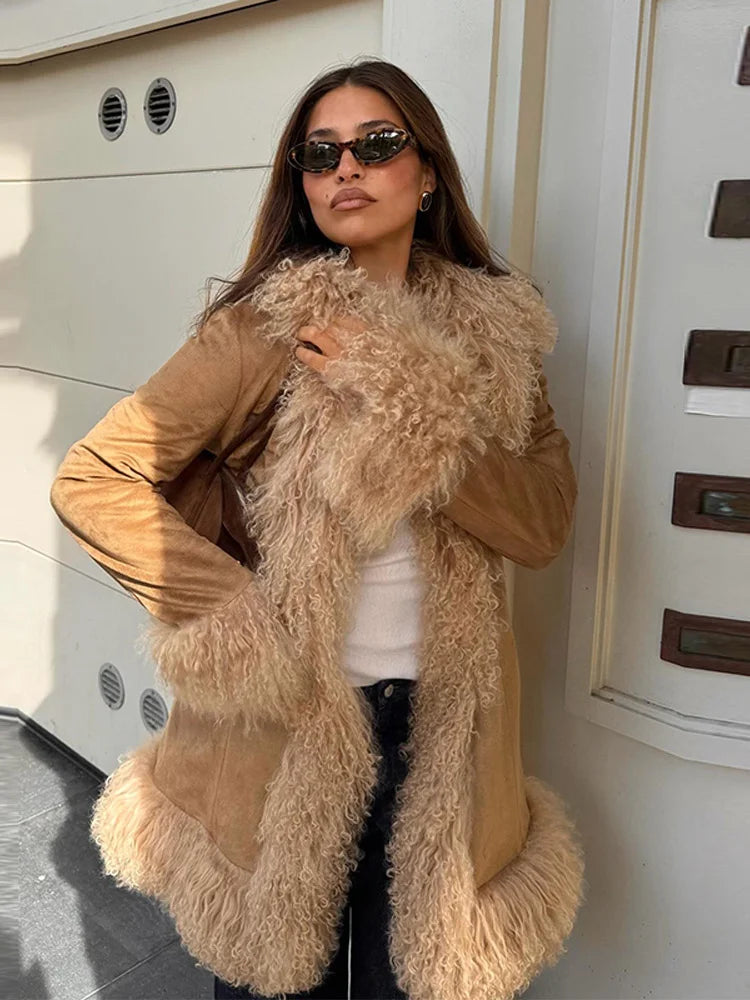 Faux-Fur Patchwork Long Coat