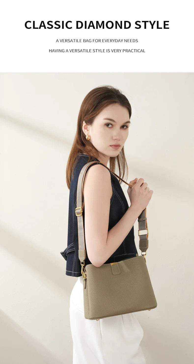 YANATARI Genuine Leather Woman Bag Shoulder Bag Handbags Crossbody Bag Luxury Designer Minimalism Bag Cattle Leather Grey