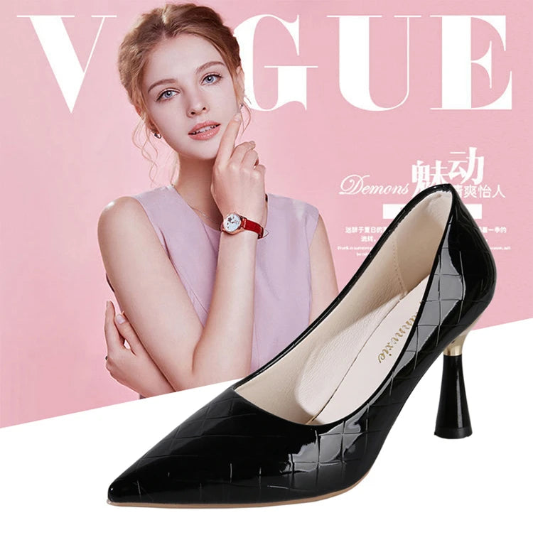 Plaid Classic Casual High Heels New Pattern Embossed Fashion Oversize Shoes In Autumn and Winter 2022 Pumps Women Shoes