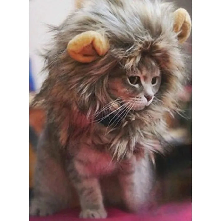 Lion Mane Wig for Dog Cat Costume Pet Washable Comfortable Fancy Lion Hair Cat Clothes Dress for Halloween Easter Festival Party