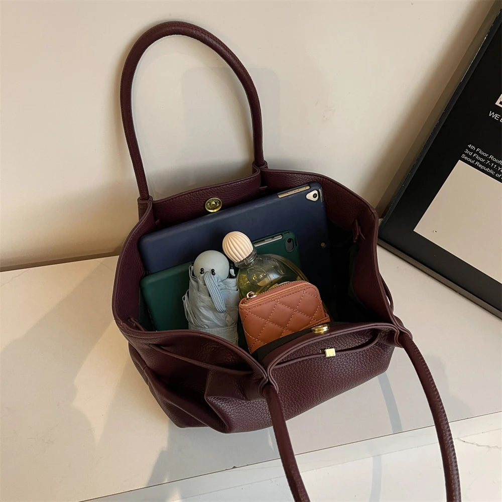 MOODS Lychee Pattern Underarm Shoulder Bags For Women Soft PU Leather Large Capacity Mini Tote Bag 2025 Luxury Designer Handbags