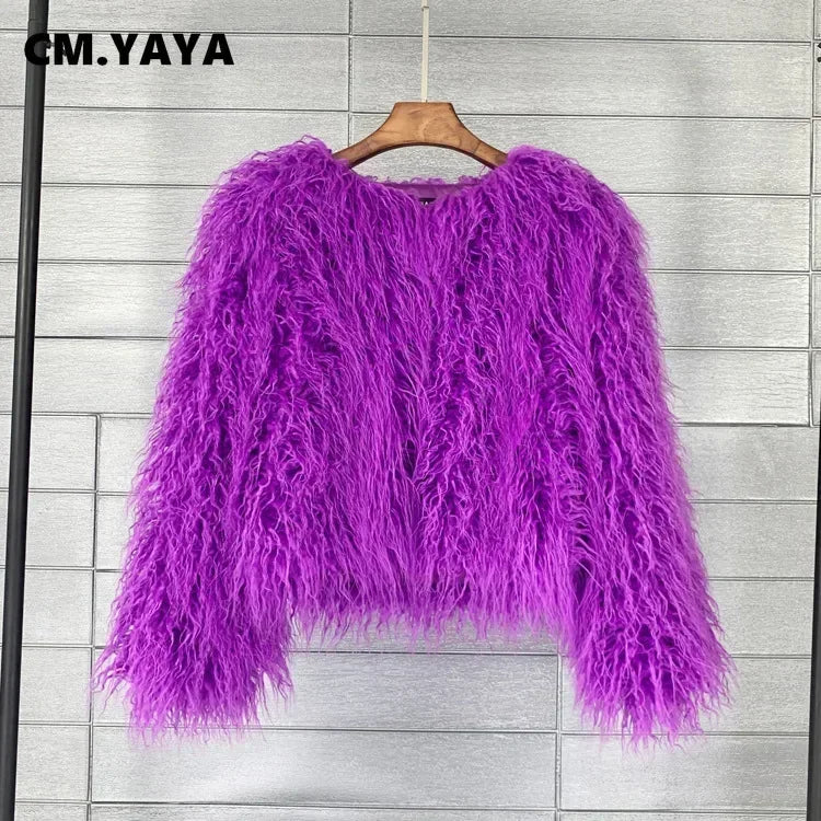 Button-Front Faux-Fur Jacket