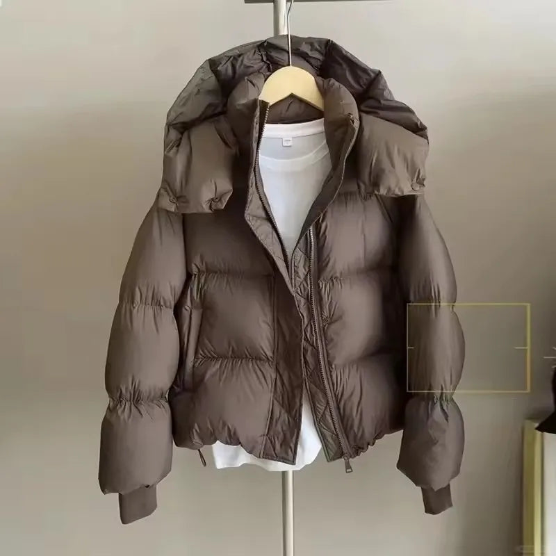 New Winter  Puffer Jacket Women Fashion Hooded Down Cotton Overcoat Female Loose Casual Warm Parkas Outerwear