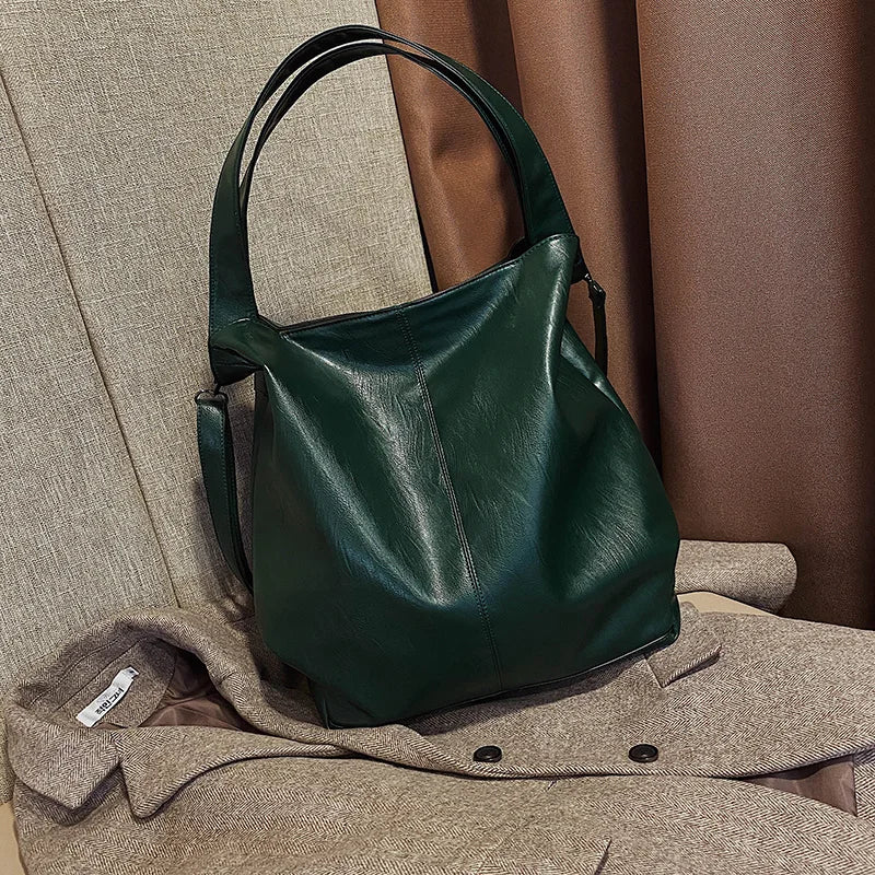 Moods Oversized Black Shoulder Bags For Women Luxury Soft Leather Large Capacity Shopper Totes Dual-strap Big Crossbody Bag 2023