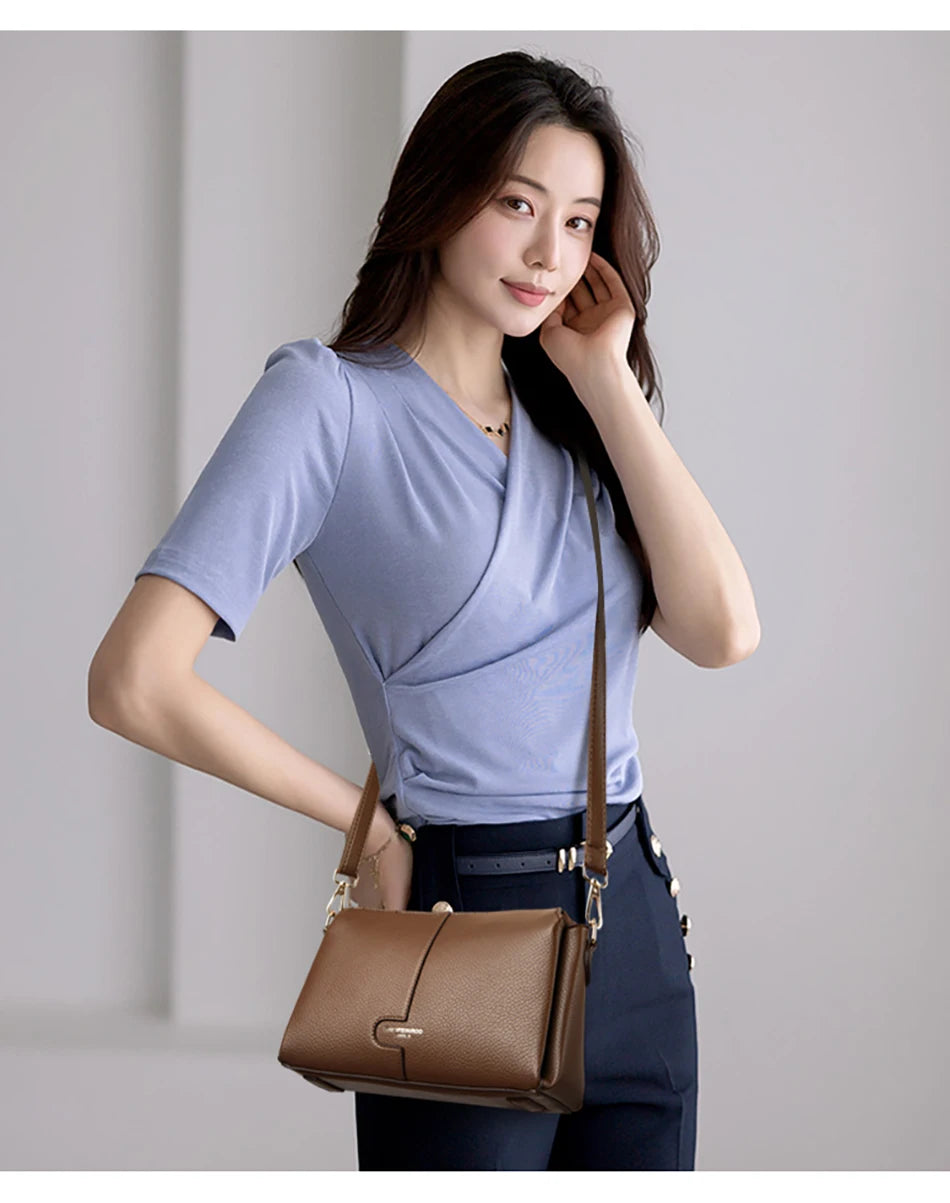 Three-Compartment Tassel Bucket Bag