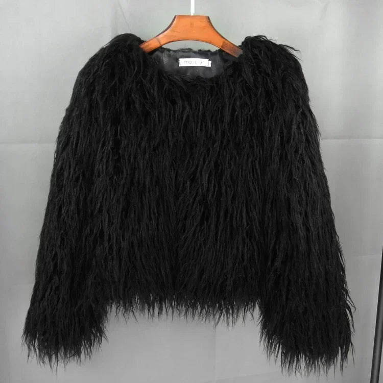 Button-Front Faux-Fur Jacket