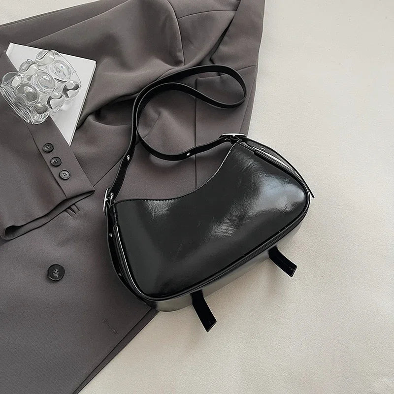 Ladies Shoulder Crossbody Bags PU Leather Women Underarm Bags Solid Color Small Top-handle Bags Purse Female Daily Handbags