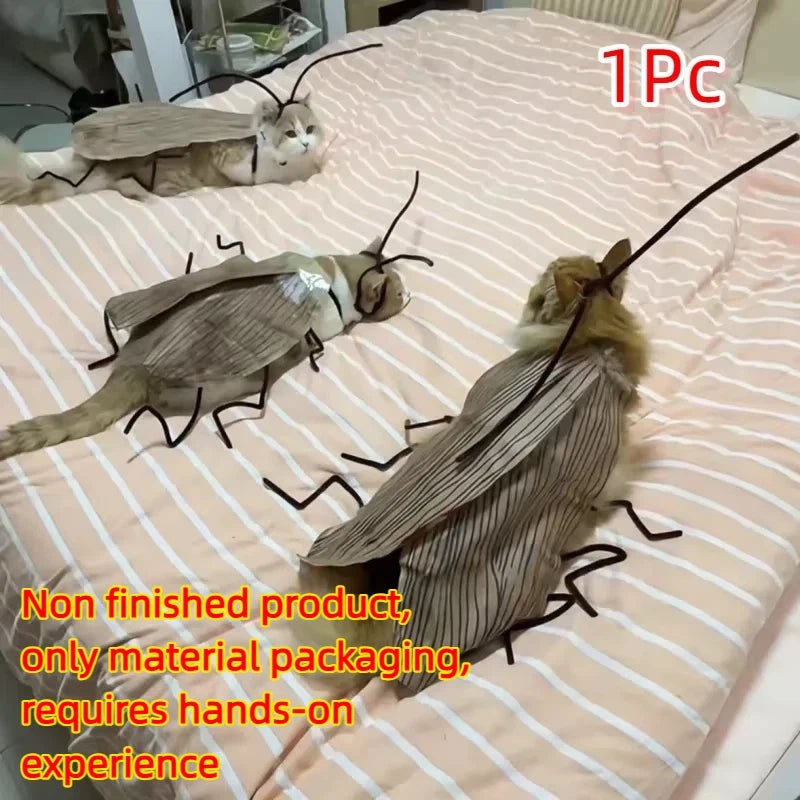 Realistic Cockroach Cat Costume with Detachable Wings Funny Cockroach Clothing for Cat | Cosplay Dress Up DIY Material Pack