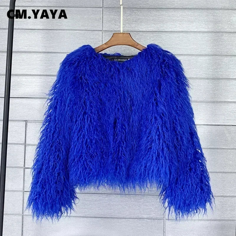Button-Front Faux-Fur Jacket