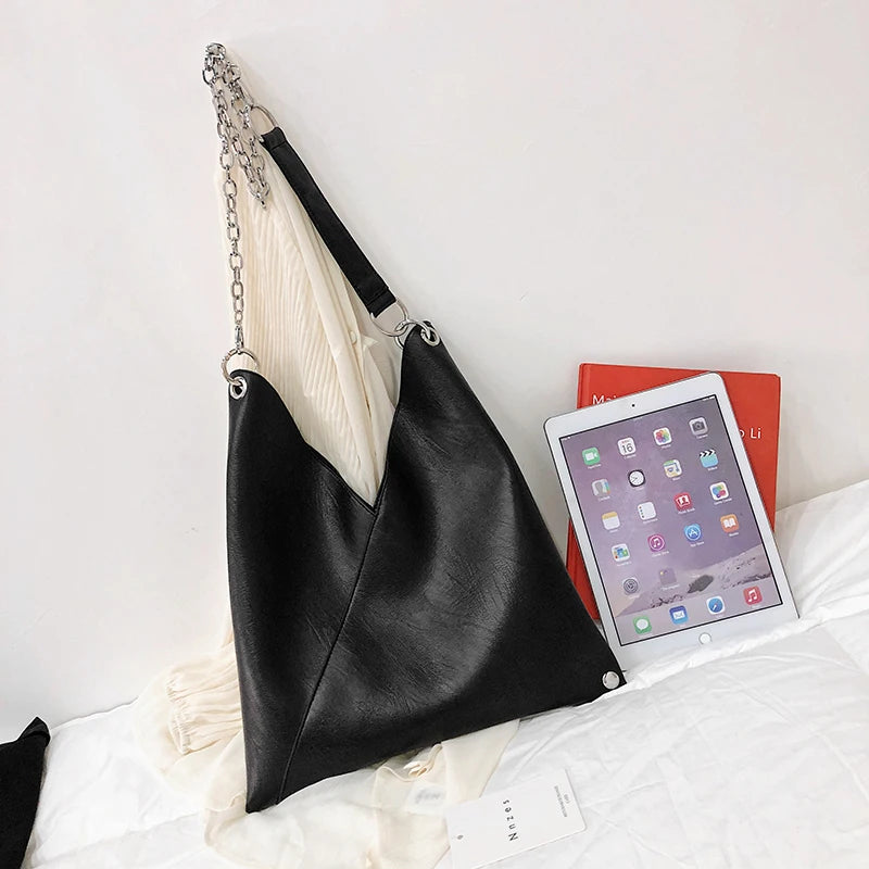 Rivet Chain Hobo Shoulder Bag
