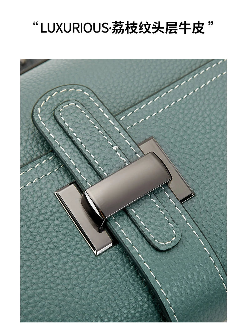 Casual Women Bags Genuine Leather Messenger Bag Cow Leather All-match Single Shoulder Hand-held Square Handbag High Quality