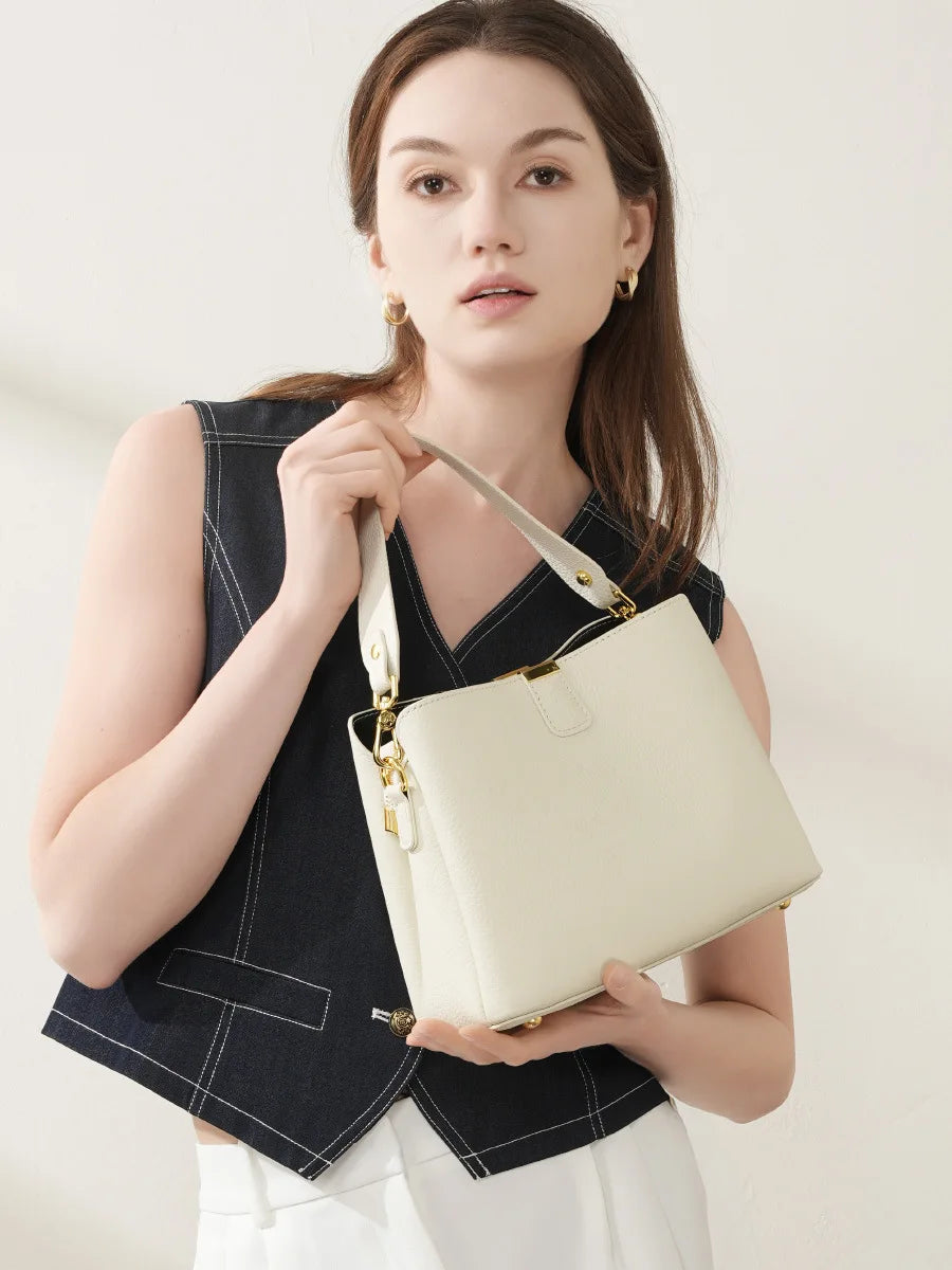 YANATARI Genuine Leather Woman Bag Shoulder Bag Handbags Crossbody Bag Luxury Designer Minimalism Bag Cattle Leather Grey