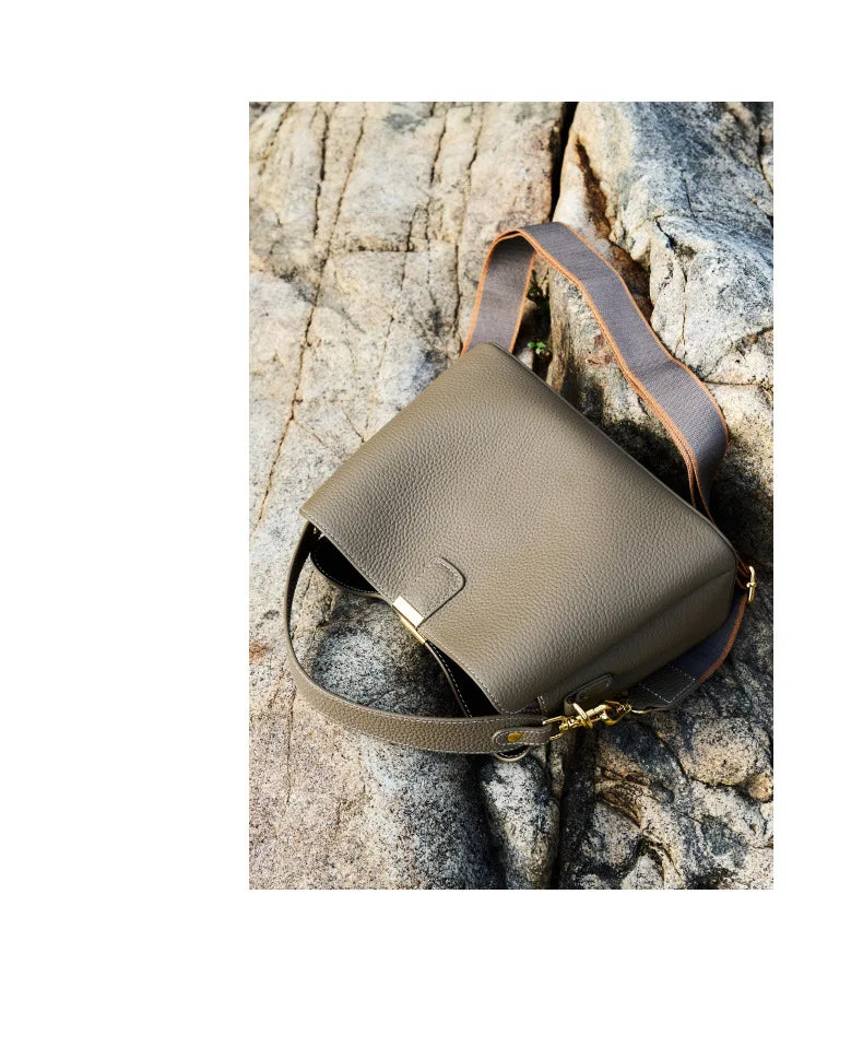 YANATARI Genuine Leather Woman Bag Shoulder Bag Handbags Crossbody Bag Luxury Designer Minimalism Bag Cattle Leather Grey