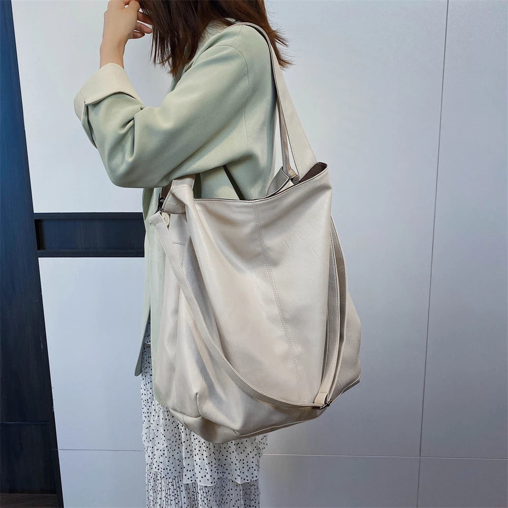 Moods Oversized Black Shoulder Bags For Women Luxury Soft Leather Large Capacity Shopper Totes Dual-strap Big Crossbody Bag 2023
