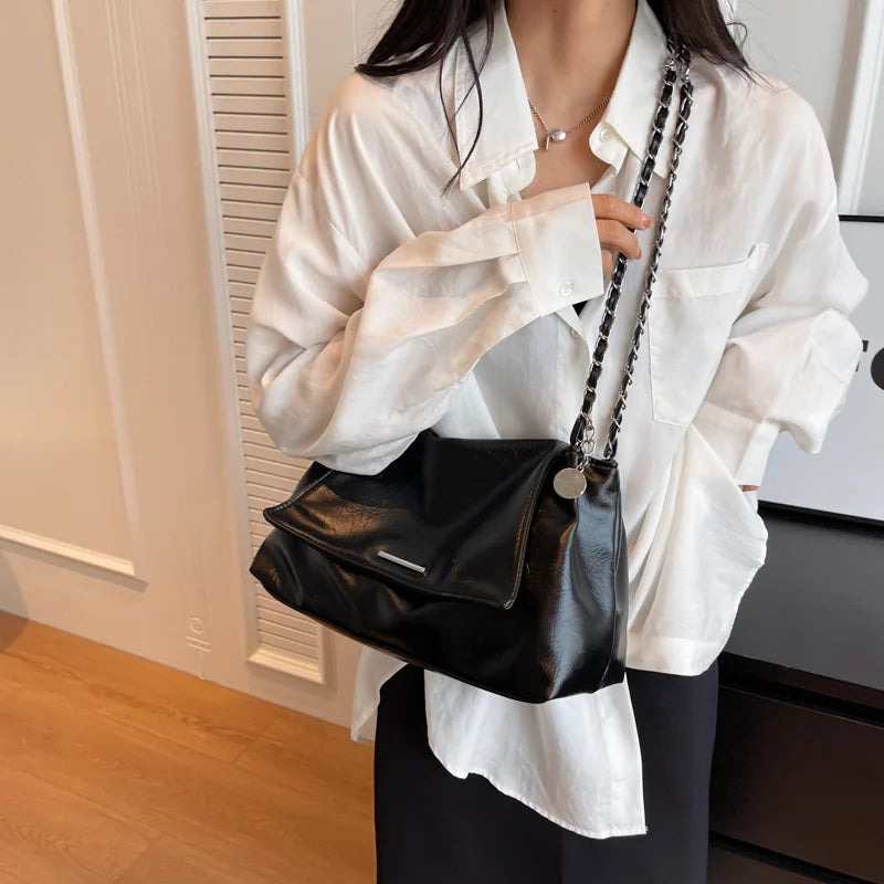 Ladies Handbag Women Fashion Bags Brand Designer Silver Shoulder Bag Large Capacity Female Bag Soft Leather Underarm Bag Totes