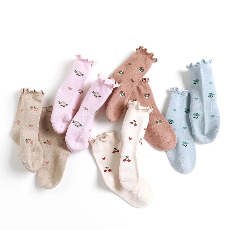 Lawadka 0-5T 5Pairs/set Kids Girl Socks Cotton Print Baby Socks for Girls Fashion Soft Toddler Children's Sock Spring Autumn New