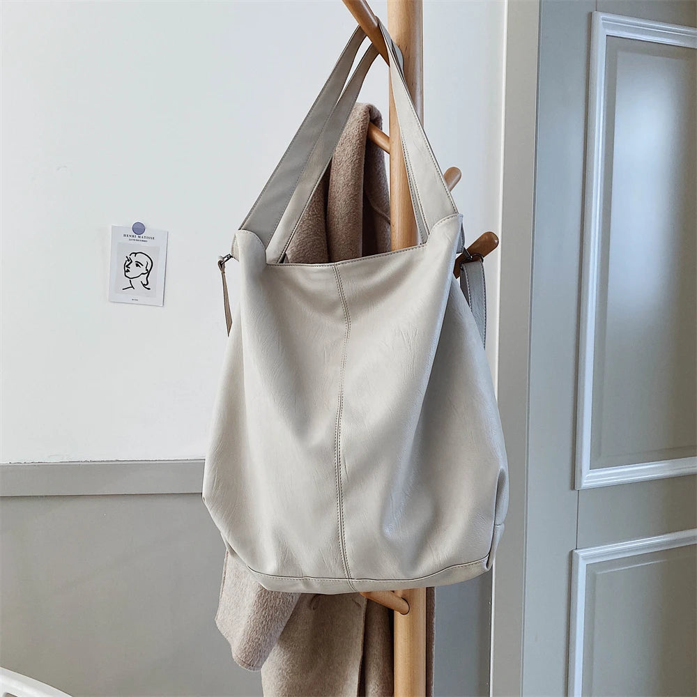 Moods Oversized Black Shoulder Bags For Women Luxury Soft Leather Large Capacity Shopper Totes Dual-strap Big Crossbody Bag 2023