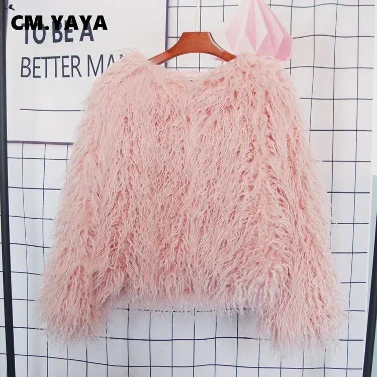 Button-Front Faux-Fur Jacket