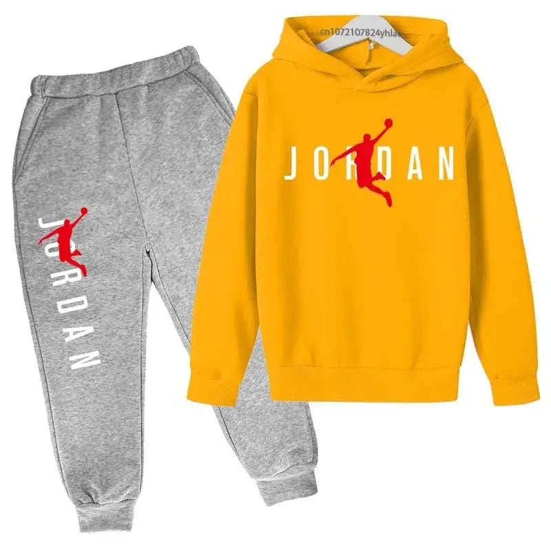 Children Spring  Autumn Hoodie Pants  Kid Casual Pullover basketball Two Piece Suit  Coat Boys And Girls Outdoor Sports Set