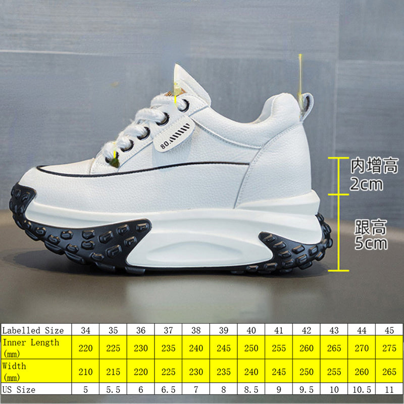 Fujin 3 inch 7cm Genuine Leather Platform Wedge Fashion Women fall winter Chunky Sneakers Heel Shoes Breathable Comfortable